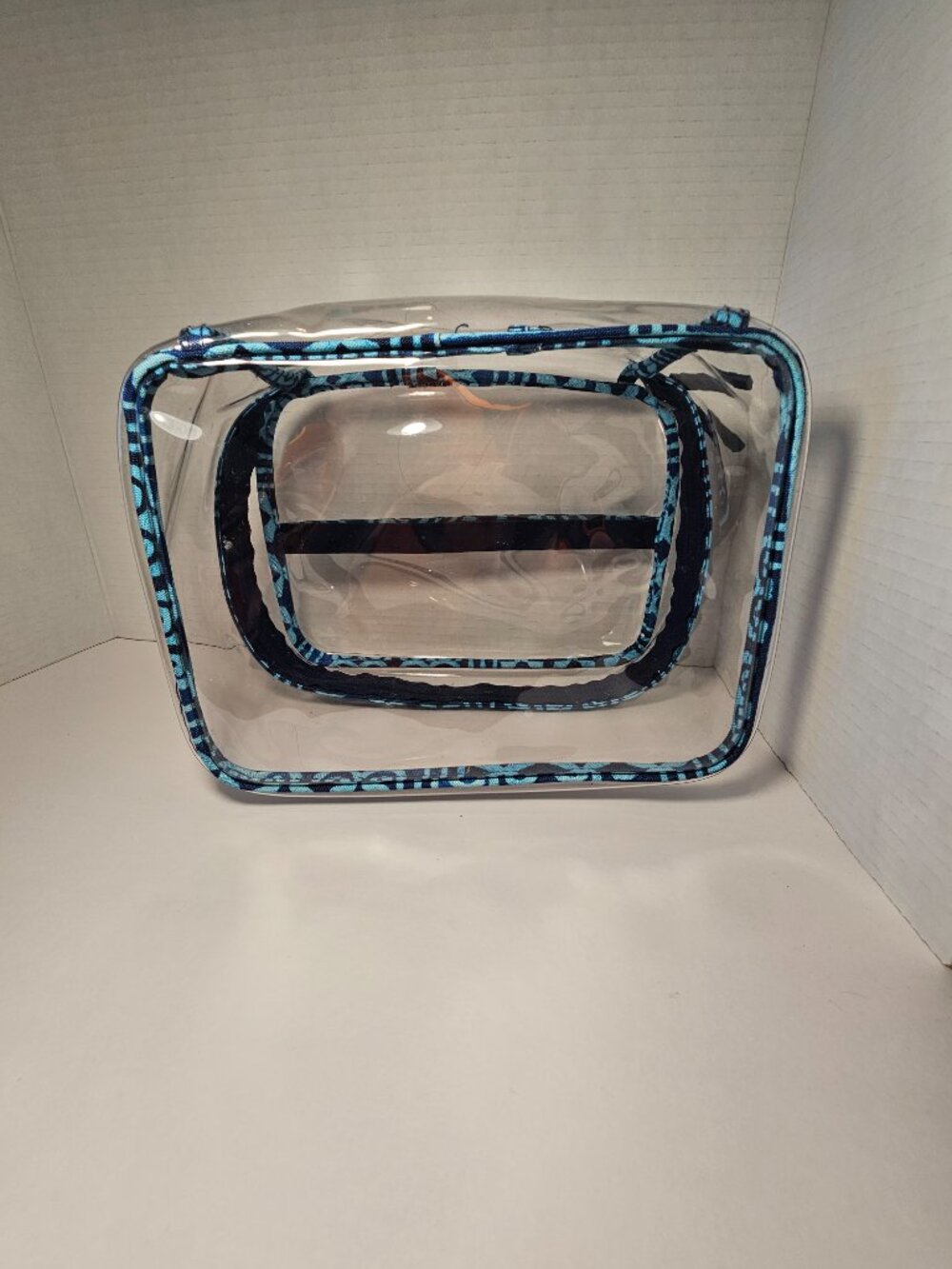 Vera Bradley Large Clear Cosmetic Organizer Cuban Tiles Makeup Bag Tote Purse - Picture 4 of 5